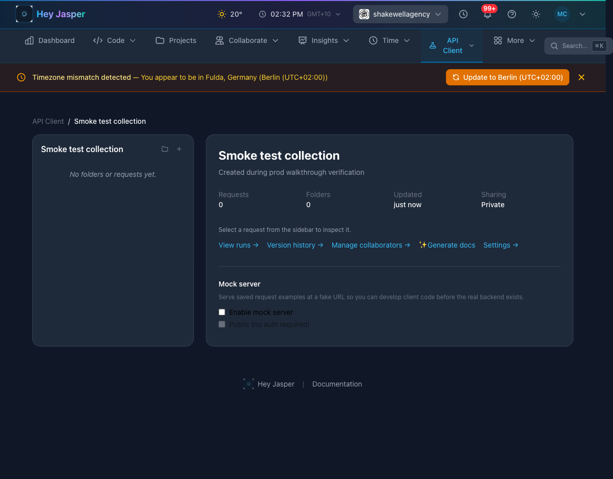 A new collection with folder structure and request shells